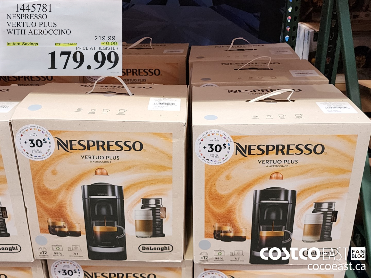 1445781 NESPRESSO VERTUO PLUS WITH AEROCCINO ($40.00 INSTANT SAVINGS EXPIRES ON 2023-07-02) $179.99