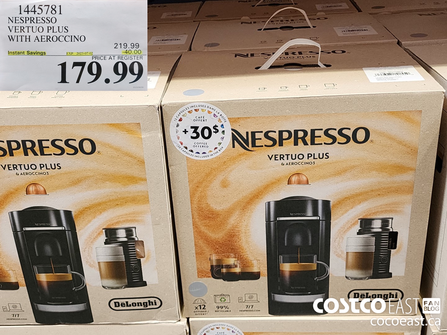 1445781 NESPRESSO VERTUO PLUS WITH AEROCCINO ($40.00 INSTANT SAVINGS EXPIRES ON 2023-07-02) $179.99