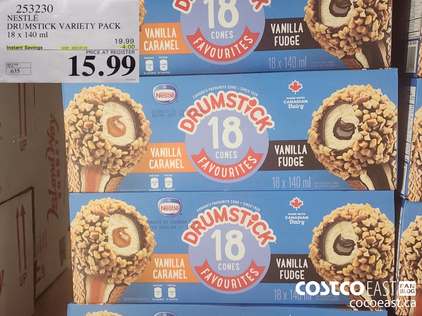 253250 NESTLE DRUMSTICK VARIETY PACK 18 x 140 ml ($4.00 INSTANT SAVINGS EXPIRES ON 2023-07-02) $15.99