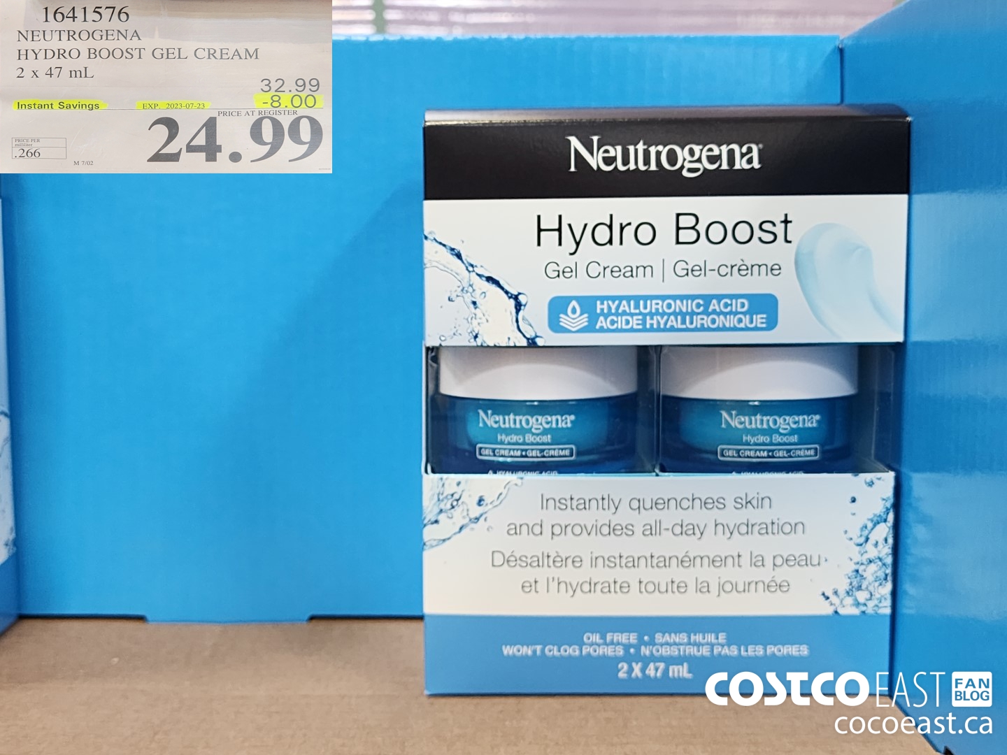 1641576 NEUTROGENA HYDRO BOOST GEL CREAM 2 x 47 ML ($8.00 INSTANT SAVINGS EXPIRES ON 2023-07-23) $24.99