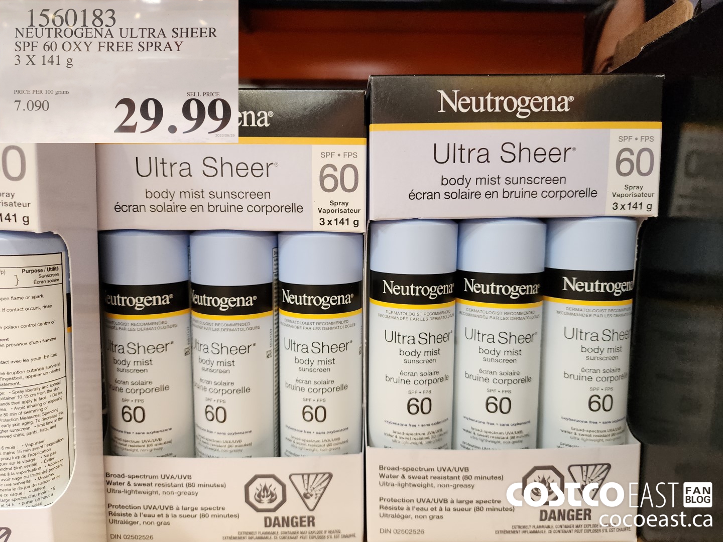 1560183 NEUTROGENA ULTRA SHEER SPF 60 OXY FREE SPRAY 3X 141 g $29.99