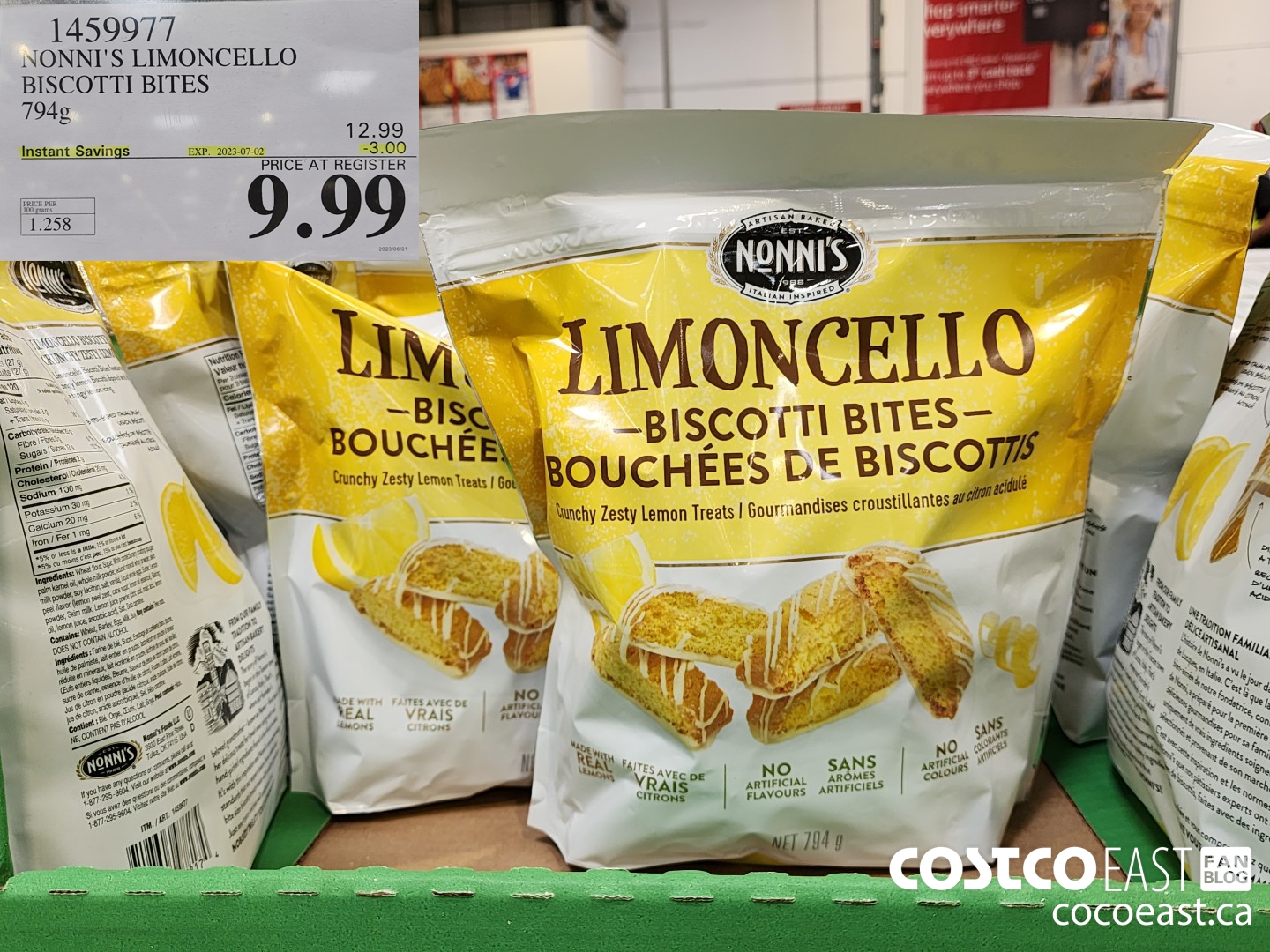 1459977 NONNI'S LIMONCELLO BISCOTTI BITES 794G ($3.00 INSTANT SAVINGS EXPIRES ON 2023-07-02) $9.99