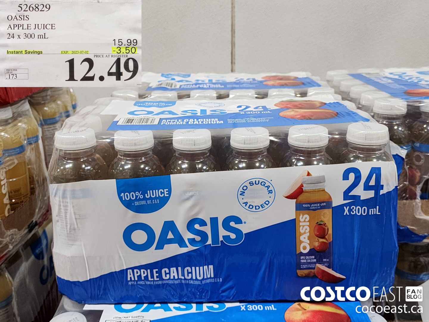 526829 OASIS APPLE JUICE 24 X 300 ML ($3.50 INSTANT SAVINGS EXPIRES ON 2023-07-02) $12.49