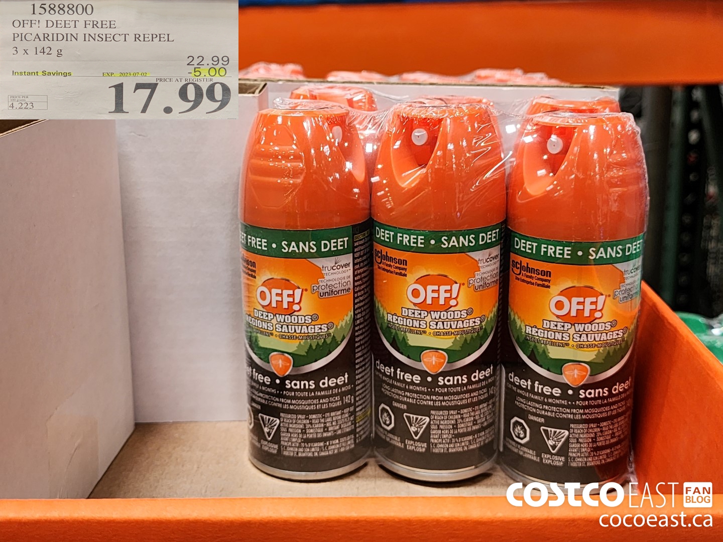 1588800 OFF! DEET FREE PICARIDIN INSECT REPEL 3 x 142G ($5.00 INSTANT SAVINGS EXPIRES ON 2023-07-02) $17.99