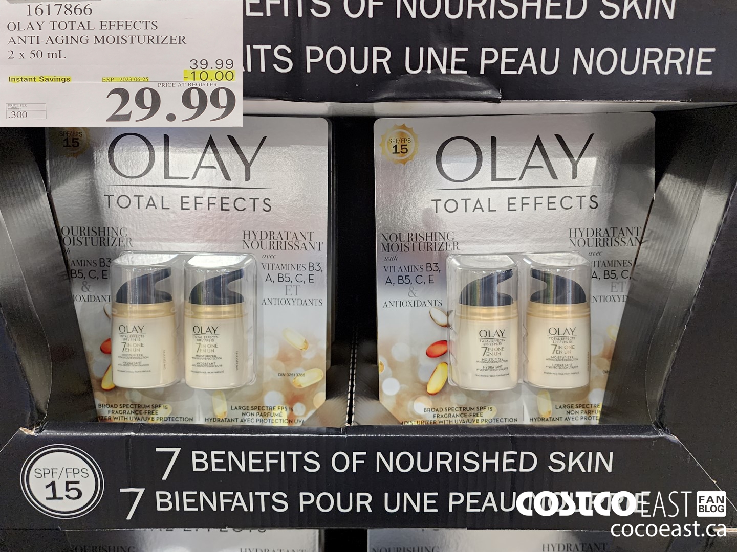 1617866 OLAY TOTAL EFFECTS ANTI-AGING MOISTURIZER 2 x 50 mL ($10.00 INSTANT SAVINGS EXPIRES ON 2023-06-25) $29.99