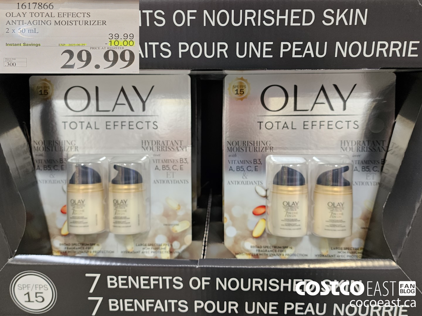 1617866 OLAY TOTAL EFFECTS ANTI-AGING MOISTURIZER 2 x 50 mL ($10.00 INSTANT SAVINGS EXPIRES ON 2023-06-25) $29.99