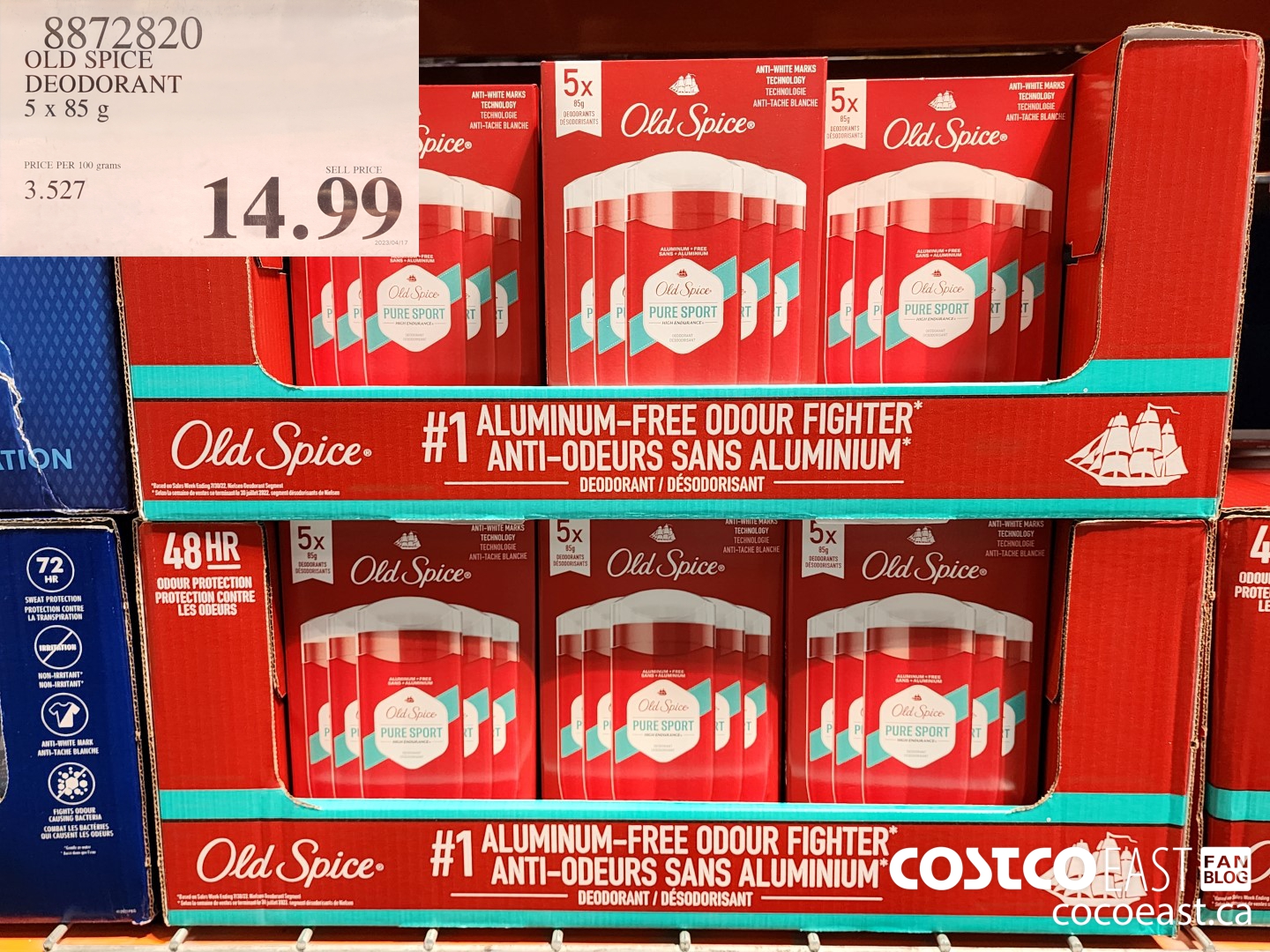 8872820 OLD SPICE DEODORANT 5 X 85G $14.99