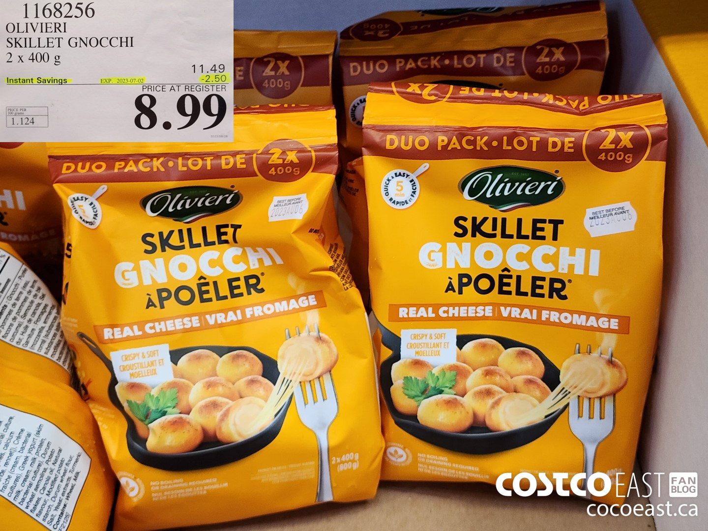 1168256 OLIVIERI SKILLET GNOCCHI 2 x 400 G ($2.50 INSTANT SAVINGS EXPIRES ON 2023-07-02) $8.99
