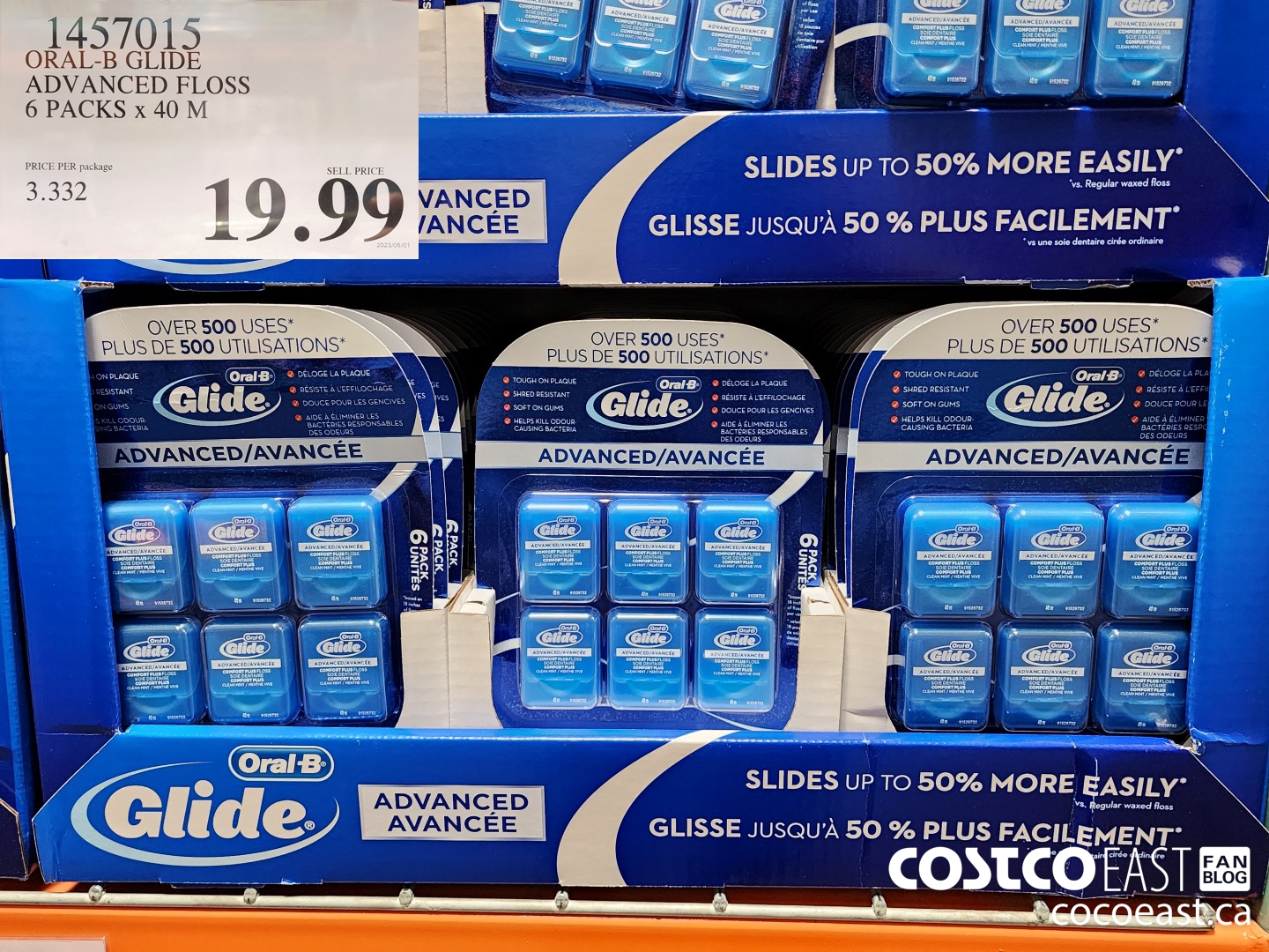 1457015 ORAL-B GLIDE ADVANCED FLOSS 6 PACKS X 40 M $19.99