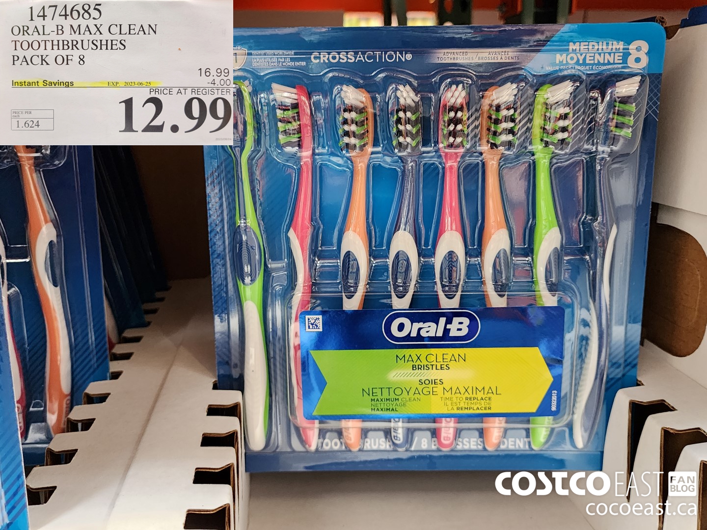 1474685 ORAL-B MAX CLEAN TOOTHBRUSHES PACK OF 8 ($4.00 INSTANT SAVINGS EXPIRES ON 2023-06-25) $12.99