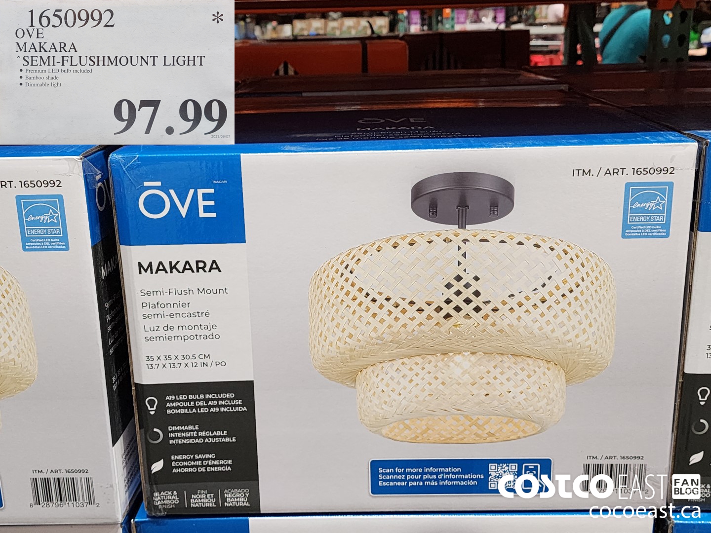 1650992 OVE MAKARA “SEMI- FLUSHMOUNT LIGHT $97.99