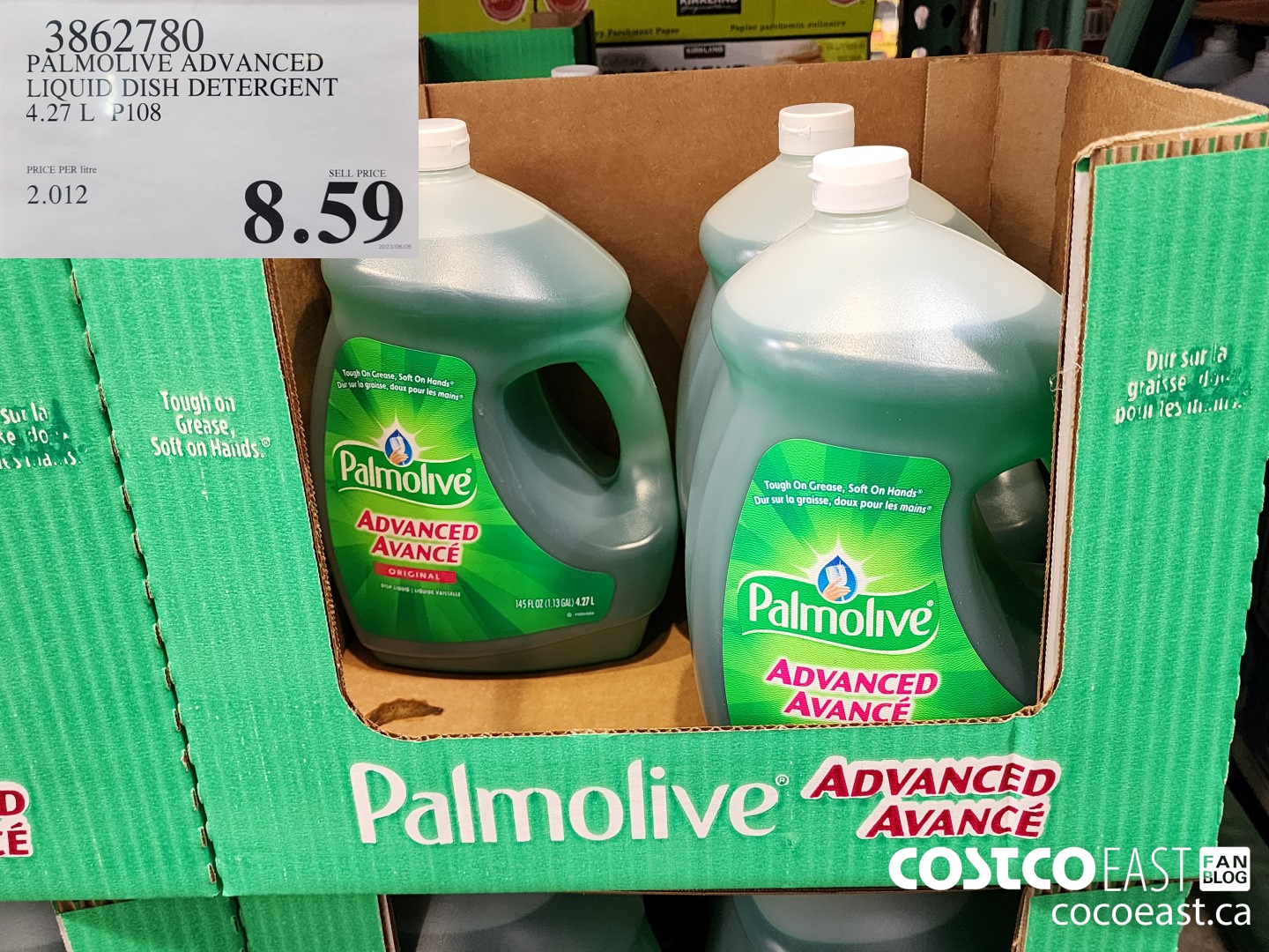 3862780 PALMOLIVE ADVANCED LIQUID DISH DETERGENT 4.27L P108 $8.59