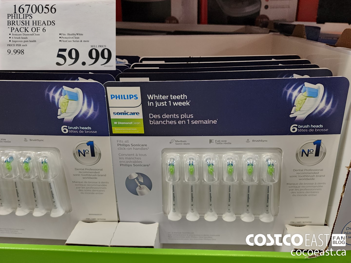1670056 PHILIPS BRUSH HEADS PACK OF 6 $59.99
