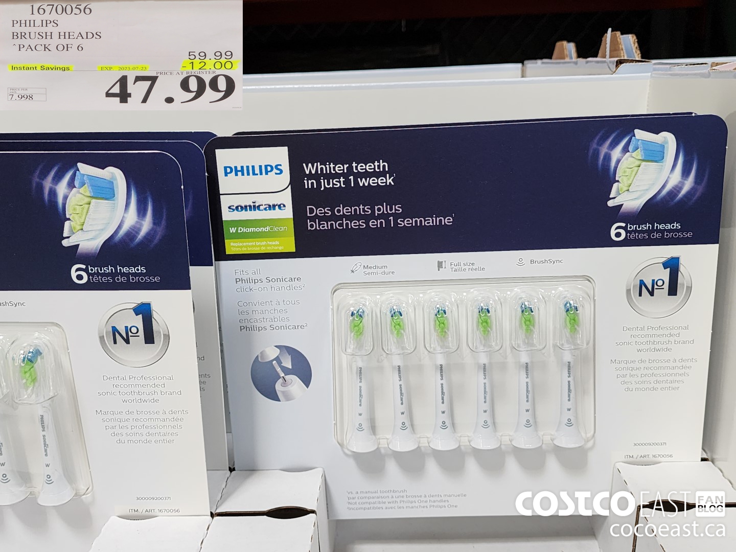 1670056 PHILIPS BRUSH HEADS PACK OF 6 ($12.00 INSTANT SAVINGS EXPIRES ON 2023-07-23) $47.99