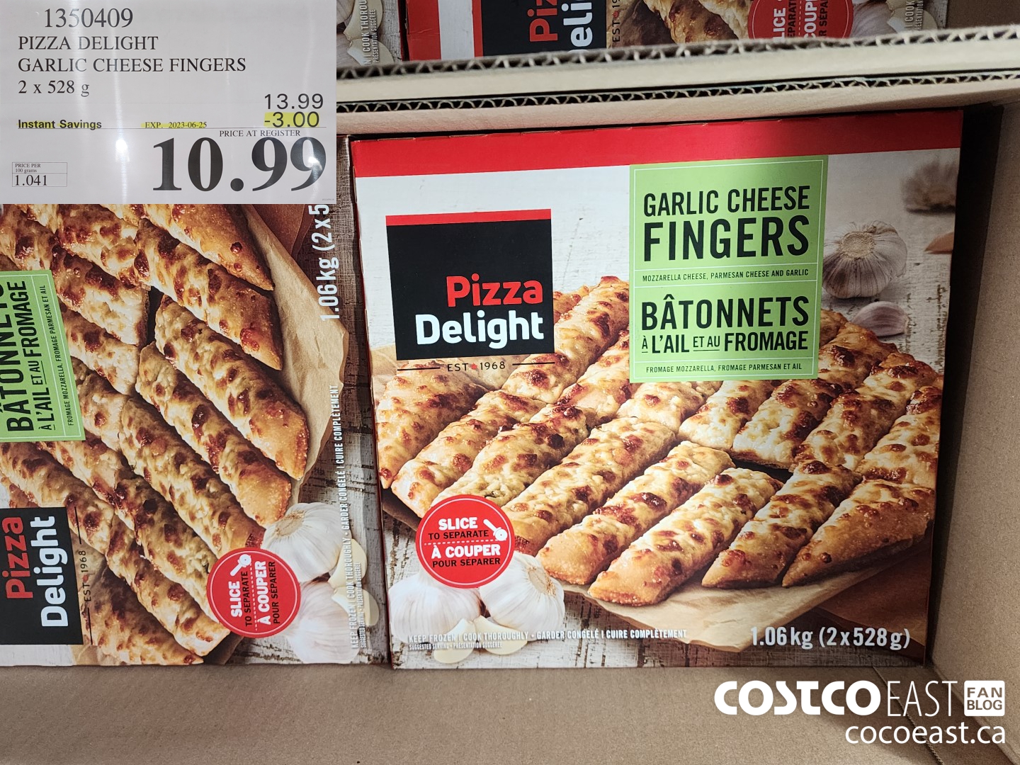 1350409 PIZZA DELIGHT GARLIC CHEESE FINGERS 2 x 528 g ($3.00 INSTANT SAVINGS EXPIRES ON 2023-06-25) $10.99