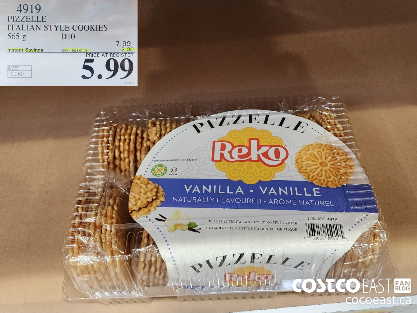 4919 PIZZELLE ITALIAN STYLE COOKIES 565G ($2.00 INSTANT SAVINGS EXPIRES ON 2023-07-02) $5.99