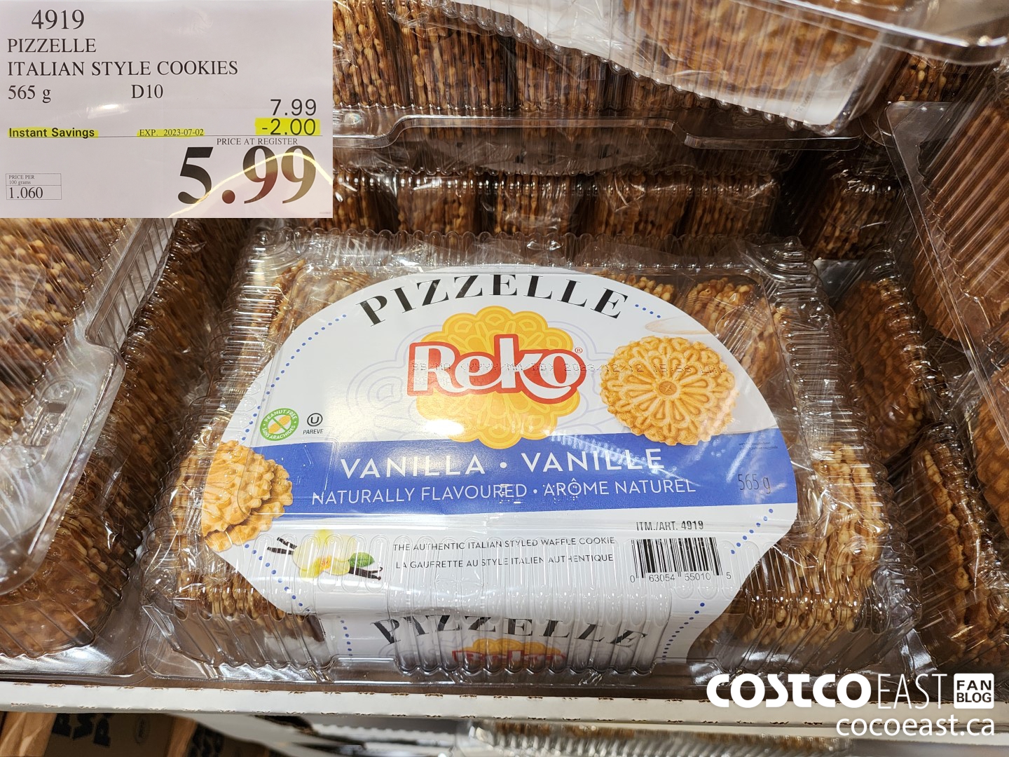 4919 PIZZELLE ITALIAN STYLE COOKIES 565G ($2.00 INSTANT SAVINGS EXPIRES ON 2023-07-02) $5.99