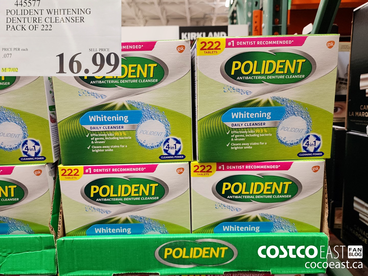 445577 POLIDENT WHITENING DENTURE CLEANSER PACK OF 222 $16.99