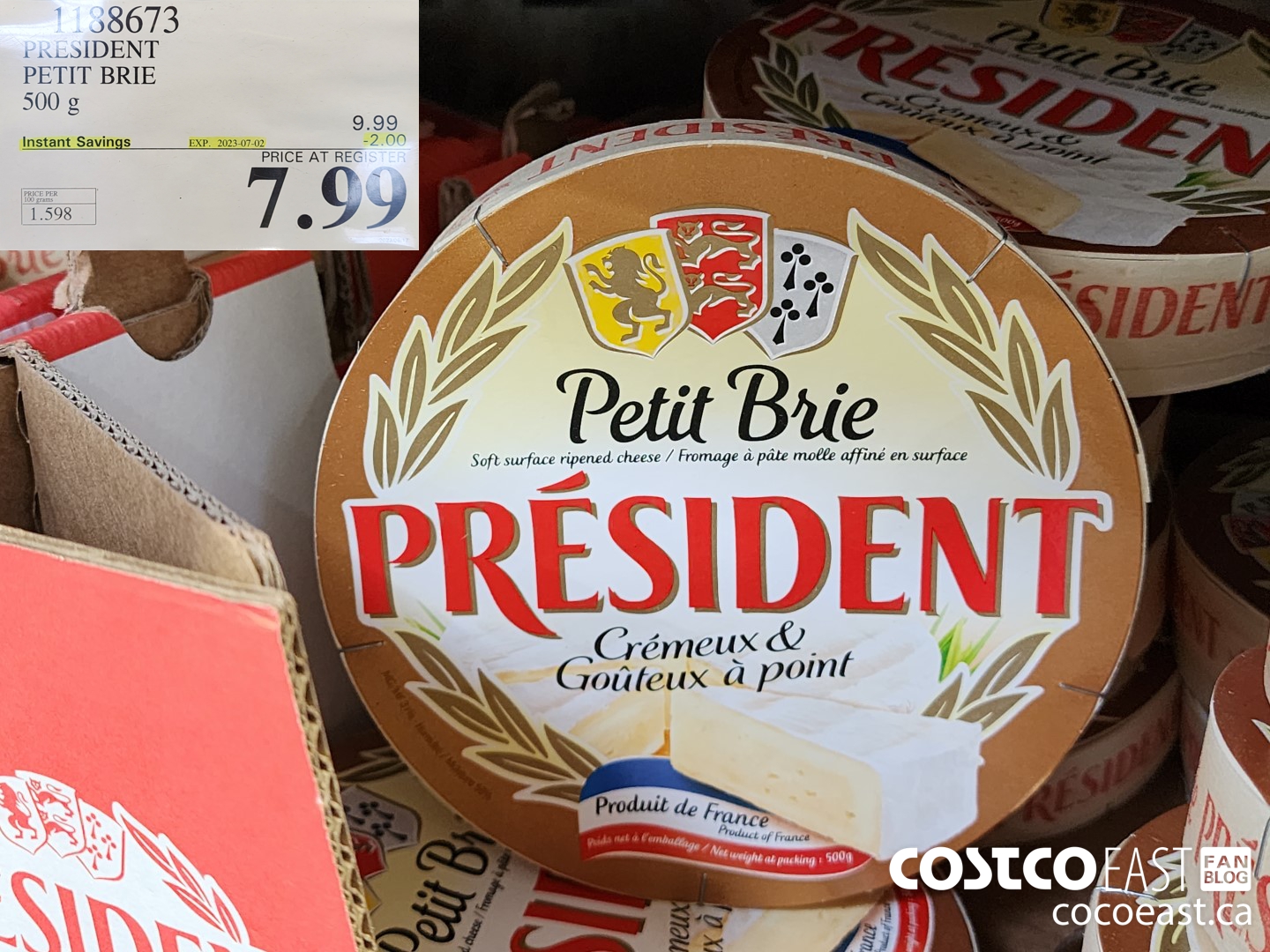 1188673 PRESIDENT PETIT BRIE 500 g ($2.00 INSTANT SAVINGS EXPIRES ON 2023-07-02) $7.99