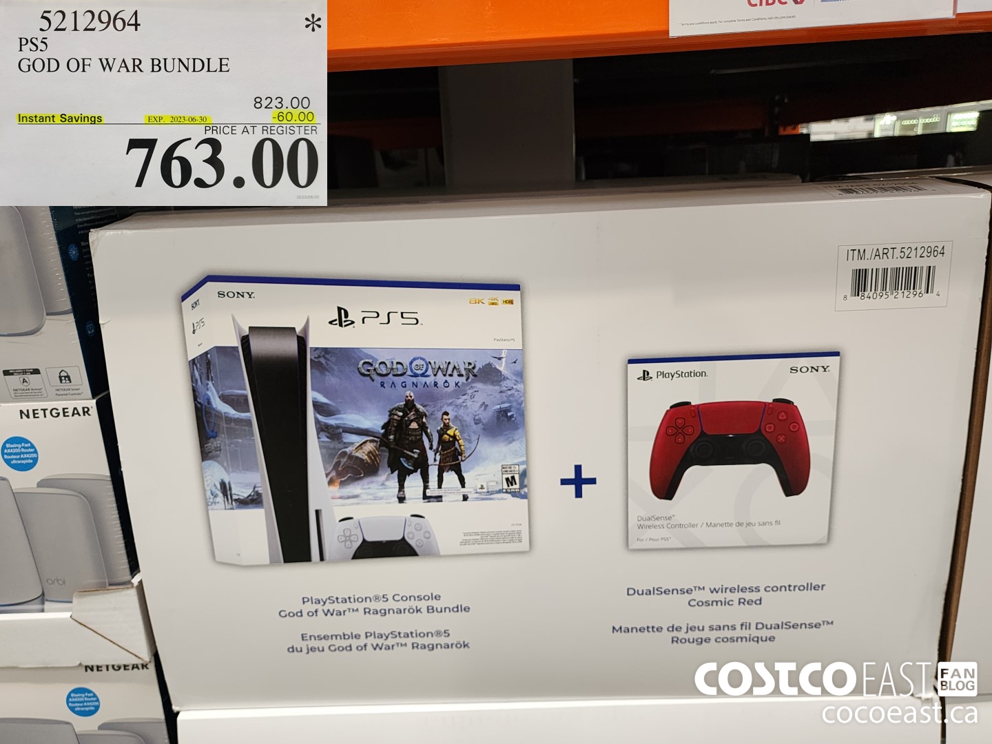 5212964 PS5 GOD OF WAR BUNDLE LIMIT OF 3 PER MEMBER ($60.00 INSTANT SAVINGS EXPIRES ON 2023-06-30) $763.00
