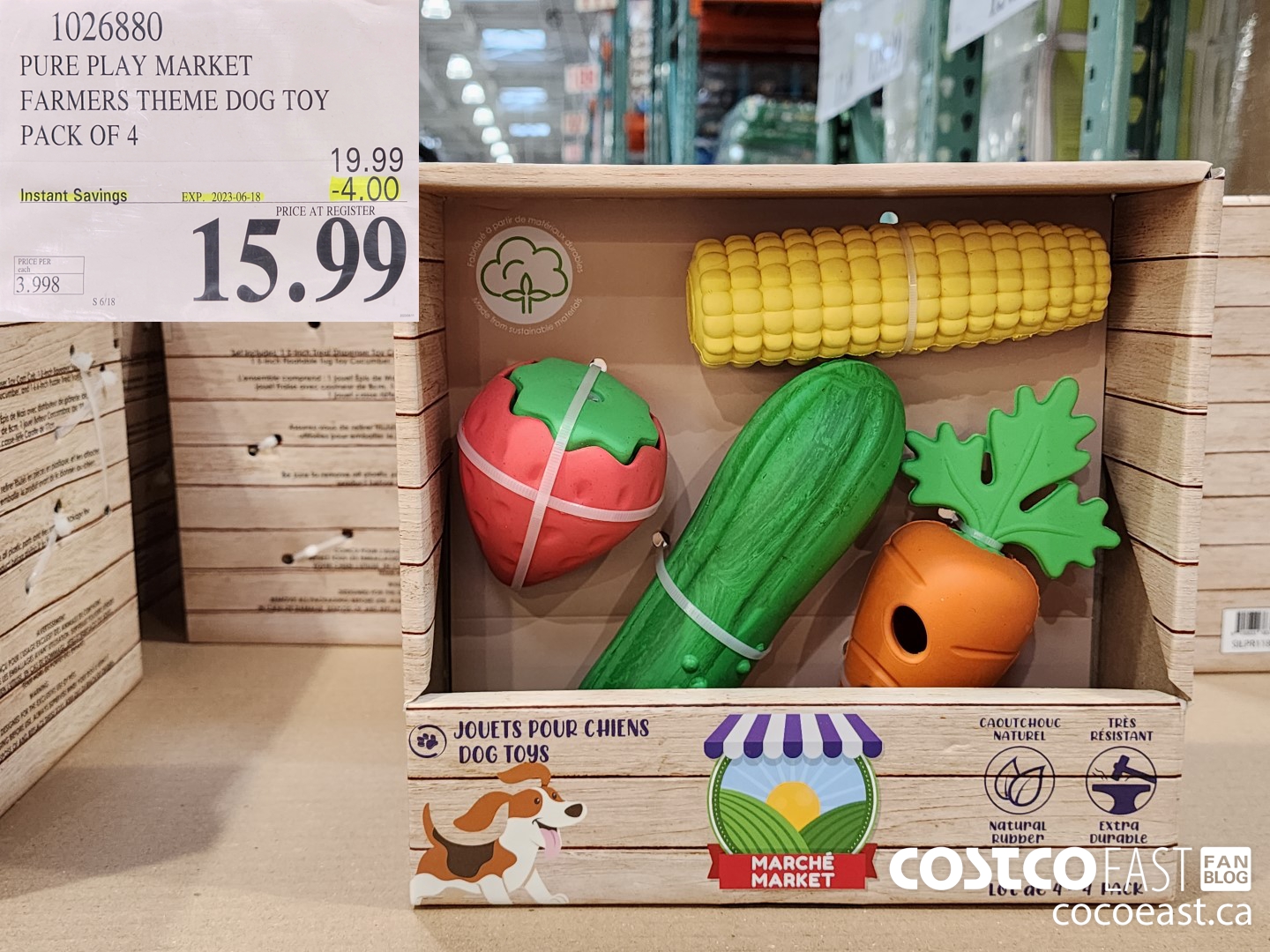1026880 PURE PLAY MARKET FARMERS THEME DOG TOY PACK OF 4 ($4.00 INSTANT SAVINGS EXPIRES ON 2023-06-18) $15.99