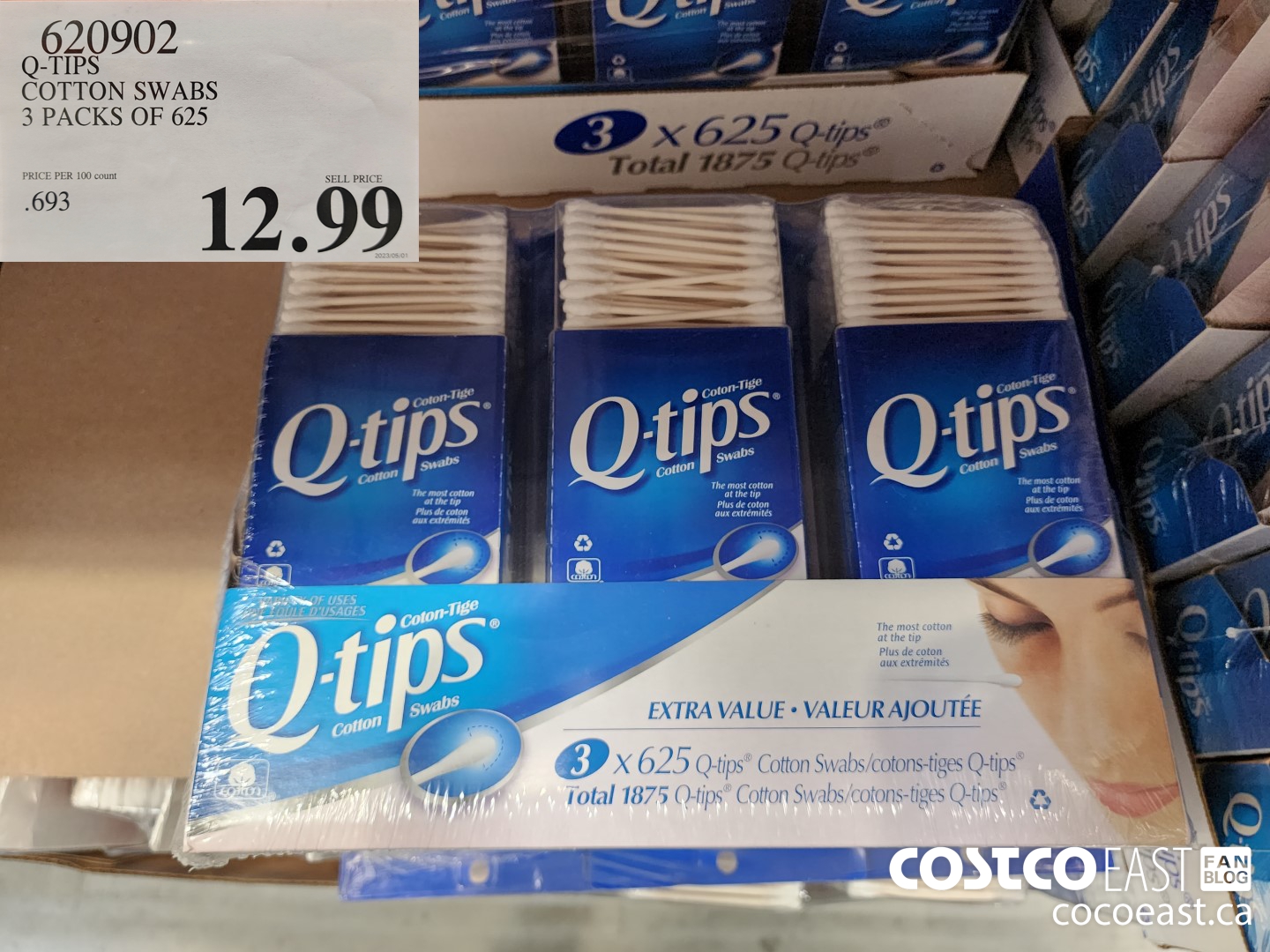 620902 Q-TIPS COTTON SWABS 3 PACKS OF 625 $12.99