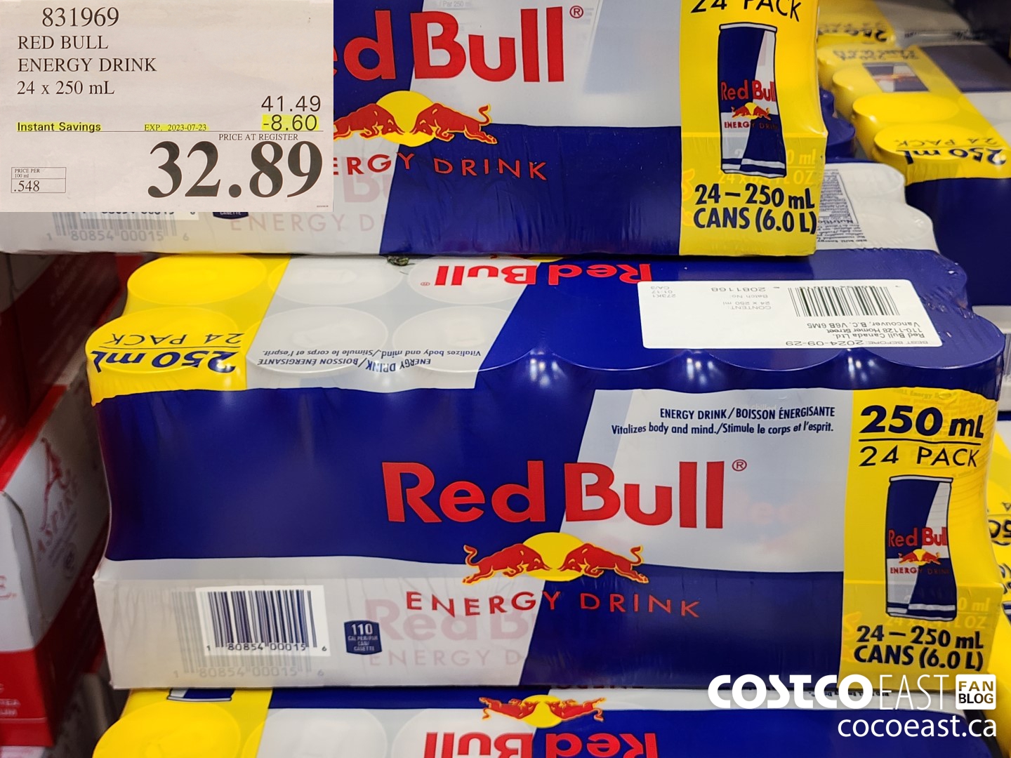 831969 RED BULL ENERGY DRINK 24 x 250 mL ($8.60 INSTANT SAVINGS EXPIRES ON 2023-07-23) $32.89