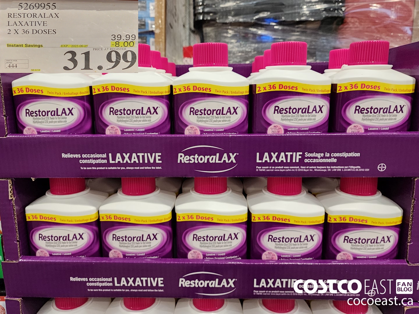 5269955 RESTORALAX LAXATIVE 2 X 36 DOSES ($8.00 INSTANT SAVINGS EXPIRES ON 2023-06-25) $31.99