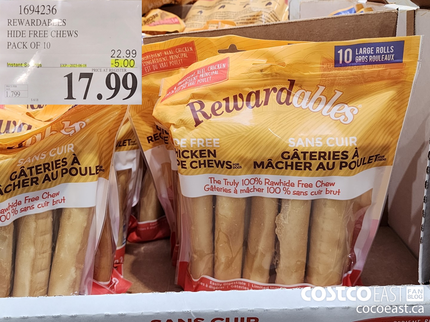 1694236 REWARDABLES HIDE FREE CHEWS PACK OF 10 ($5.00 INSTANT SAVINGS EXPIRES ON 2023-06-18) $17.99