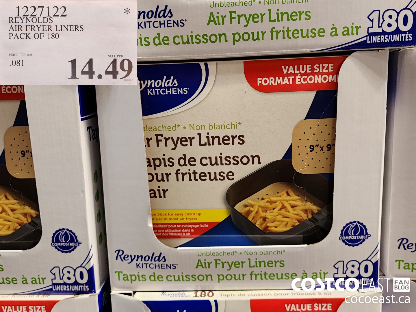 1227122 REYNOLDS AIR FRYER LINERS PACK OF 180 $14.49