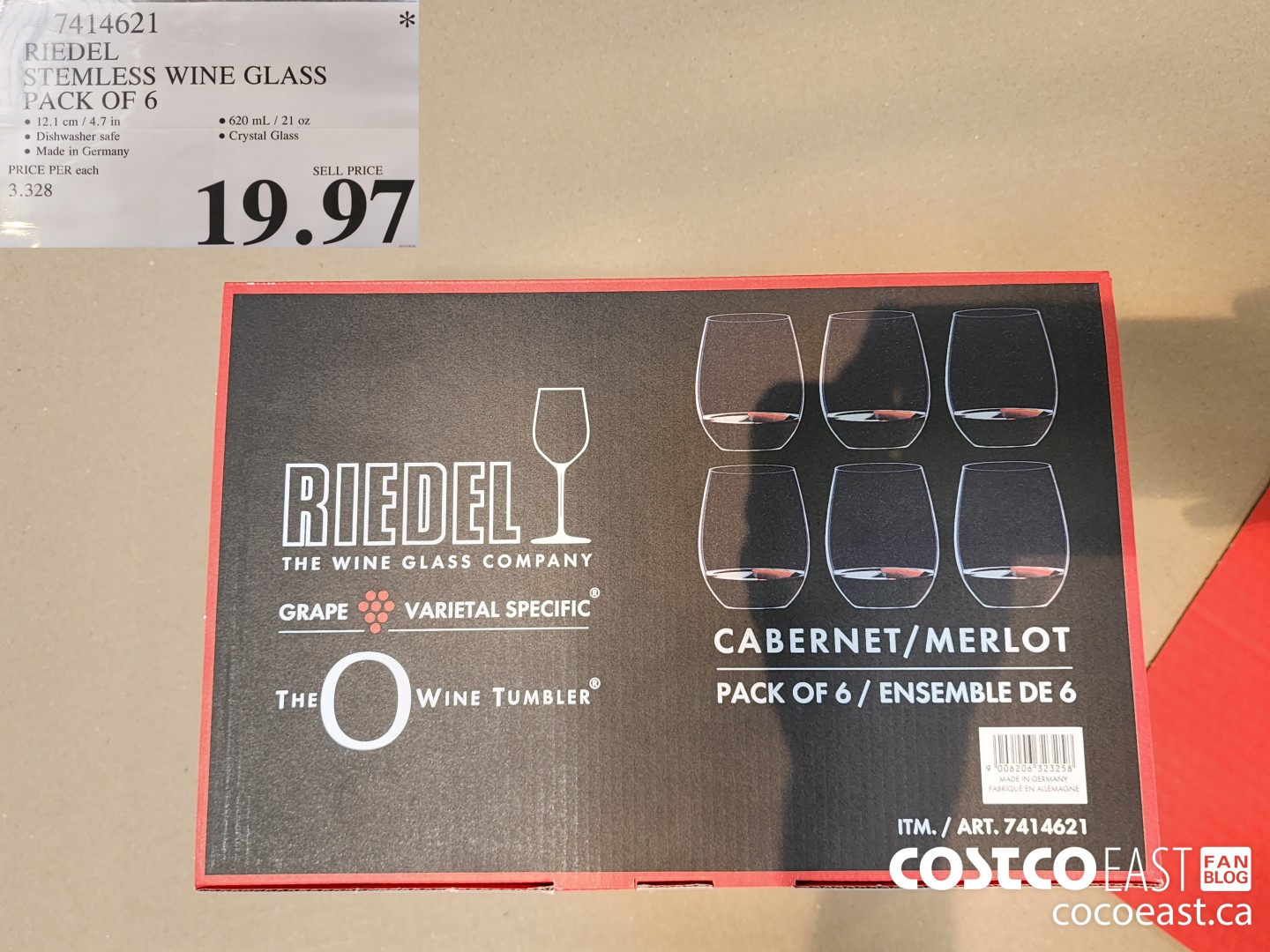 7414621 RIEDEL STEMLESS WINE GLASS PACK OF 6 $19.97