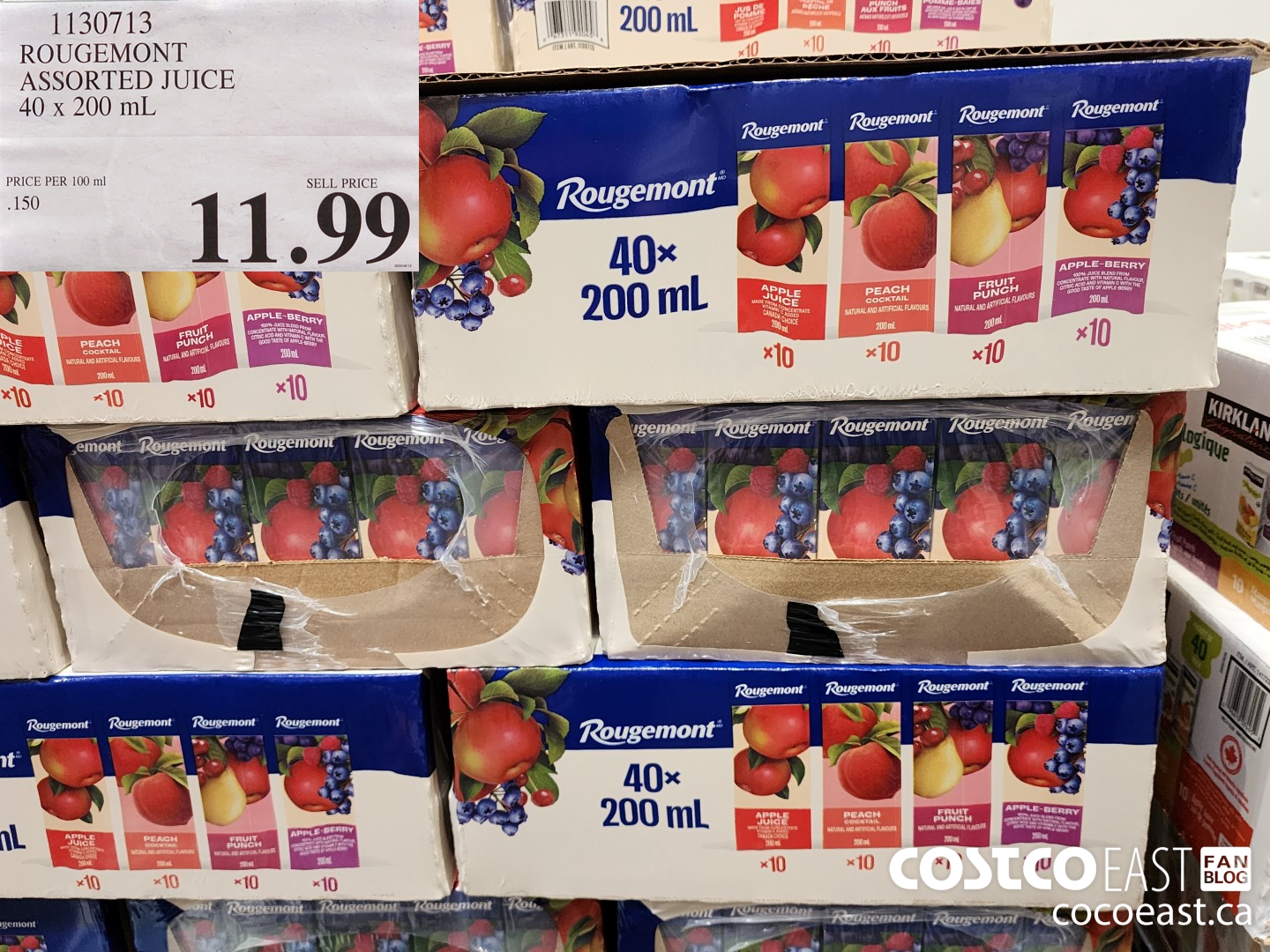 1130713 ROUGEMONT ASSORTED JUICE 40 X 200 ML $11.99