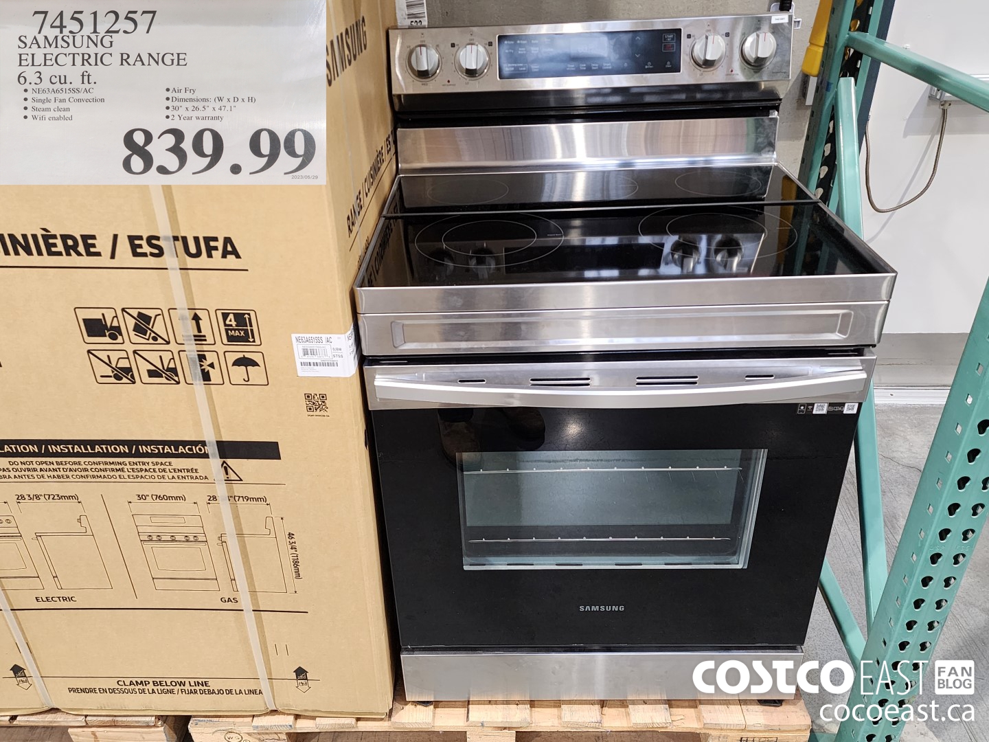 7451257 SAMSUNG ELECTRIC RANGE 6.3 CU. FT. $839.99