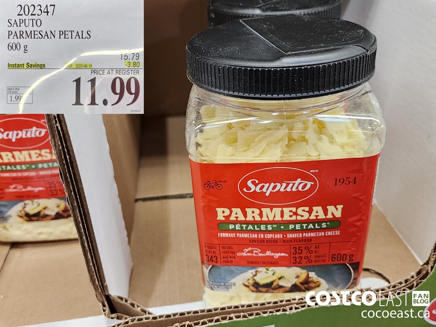 202347 SAPUTO PARMESAN PETALS 600 G ($3.80 INSTANT SAVINGS EXPIRES ON 2023-06-18) $11.99