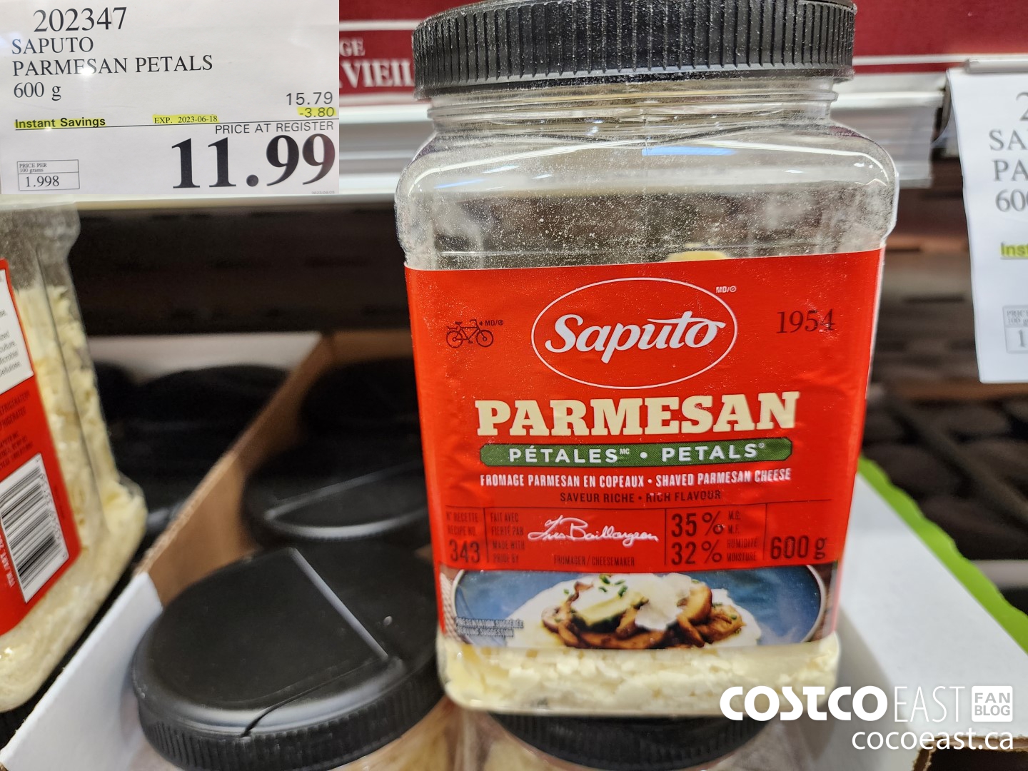 202347 SAPUTO PARMESAN PETALS 600 G ($3.80 INSTANT SAVINGS EXPIRES ON 2023-06-18) $11.99