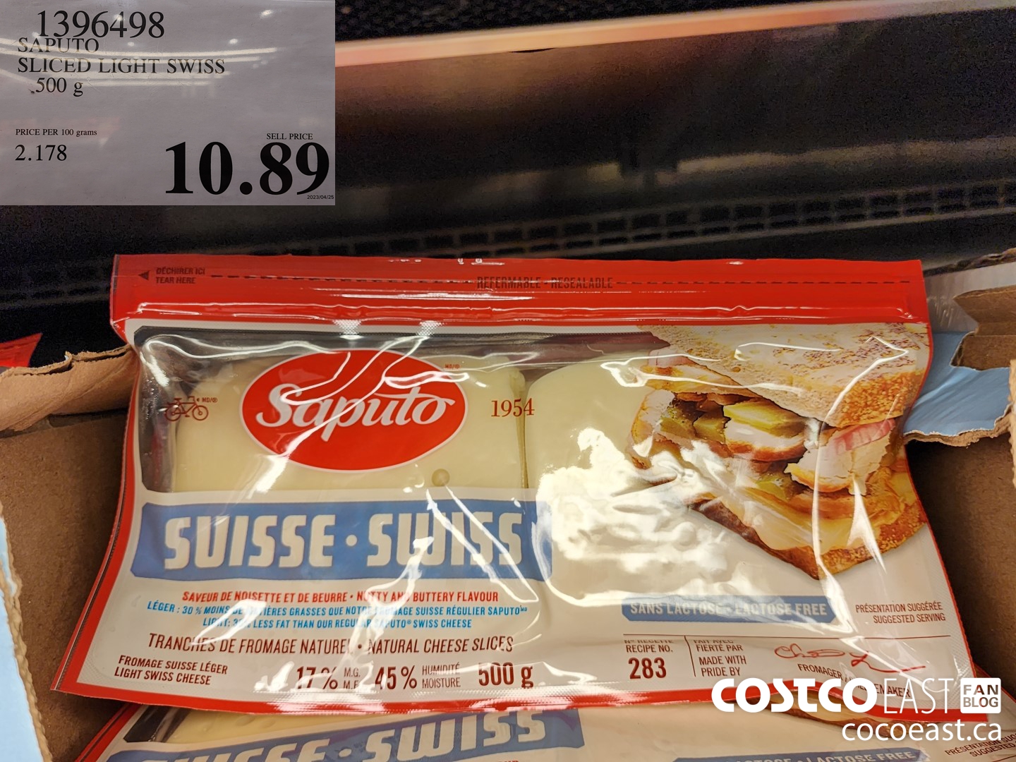 1396498 SAPUTO SLICED LIGHT SWISS 500 G $10.89