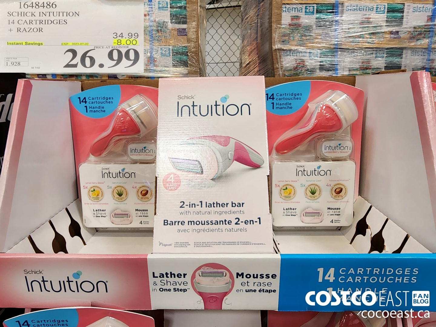 1648486 SCHICK INTUITION 14 CARTRIDGES + RAZOR ($8.00 INSTANT SAVINGS EXPIRES ON 2023-07-02) $26.99