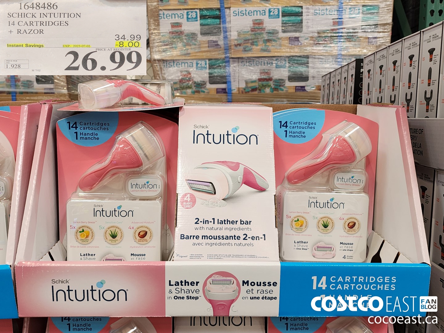 1648486 SCHICK INTUITION 14 CARTRIDGES + RAZOR ($8.00 INSTANT SAVINGS EXPIRES ON 2023-07-02) $26.99
