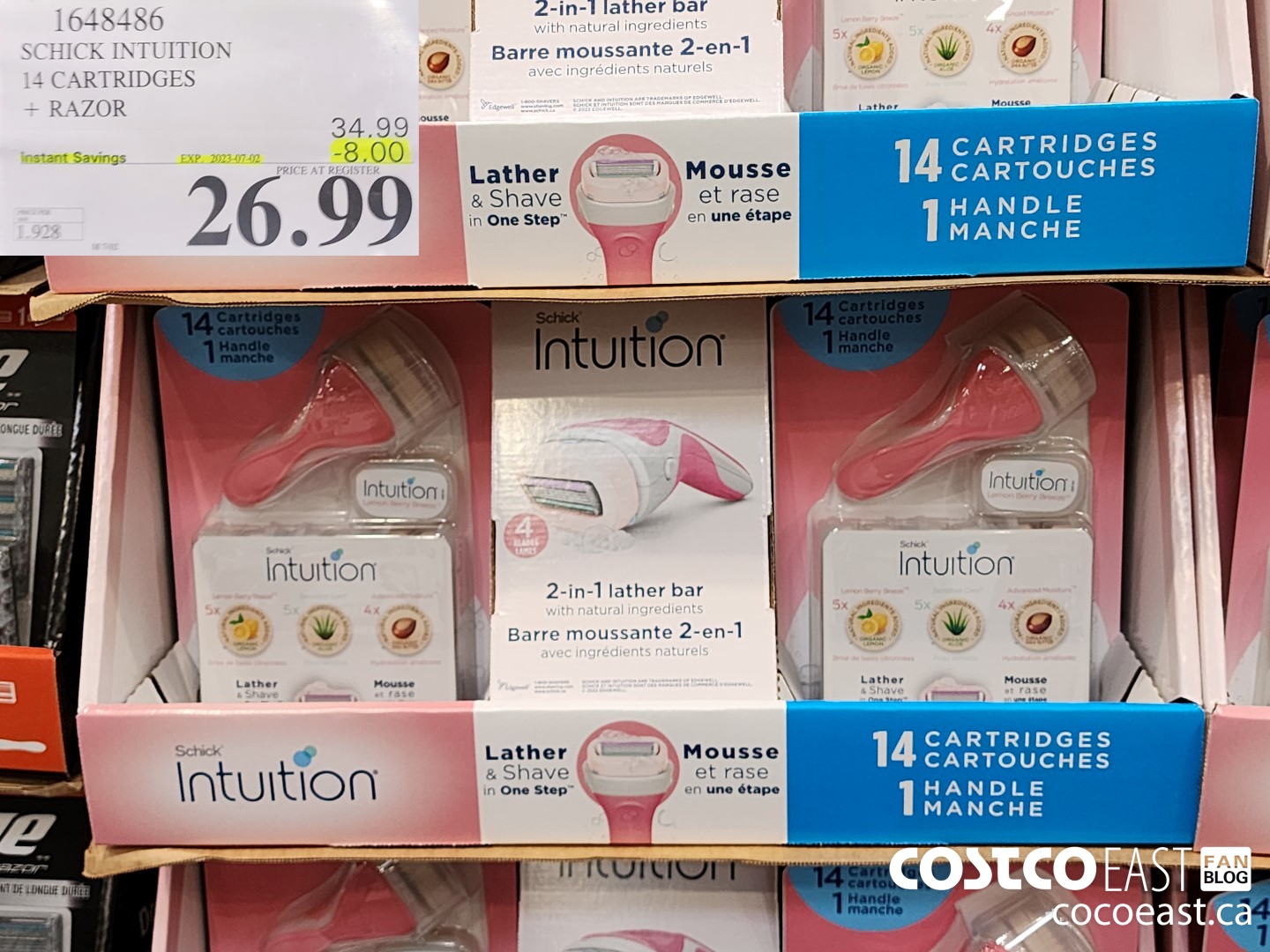 1648486 SCHICK INTUITION 14 CARTRIDGES + RAZOR ($8.00 INSTANT SAVINGS EXPIRES ON 2023-07-02) $26.99