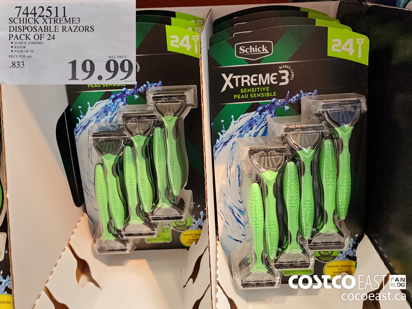 7442511 SCHICK XTREME3 RAZOR PACK OF 24 $19.99