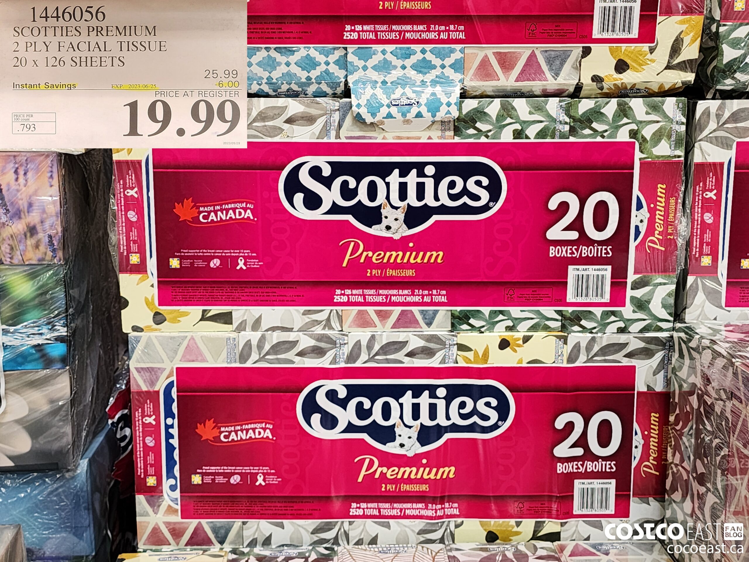 1446056 SCOTTIE PREMIUM 2 PLY FACIAL TISSUES 20 x 126 sheets ($6.00 INSTANT SAVINGS EXPIRES ON 2023-06-25) $19.99
