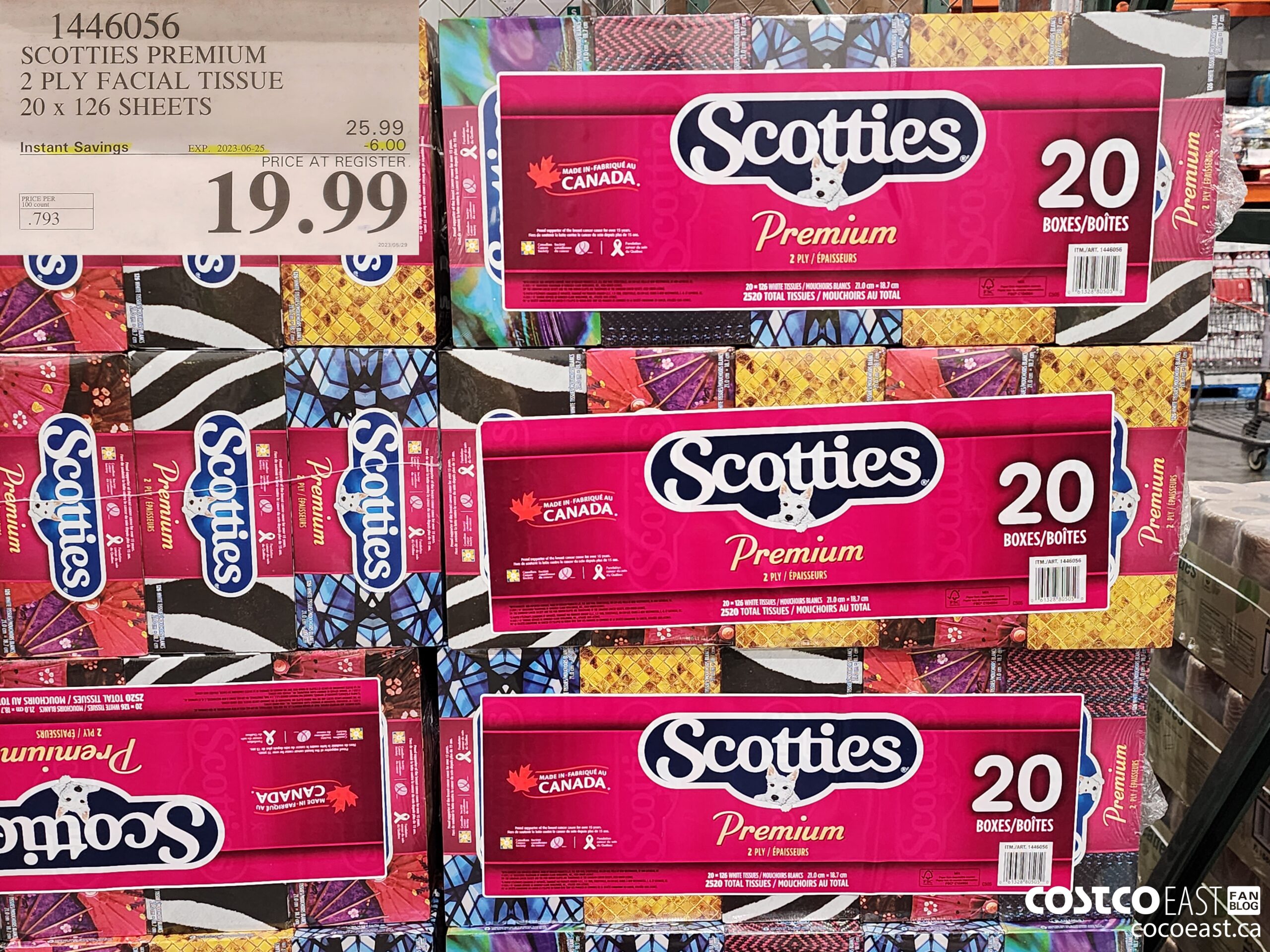 1446056 SCOTTIE PREMIUM FACIAL TISSUES 2 PLY 20 x 126 sheets ($6.00 INSTANT SAVINGS EXPIRES ON 2023-06-25) $19.99