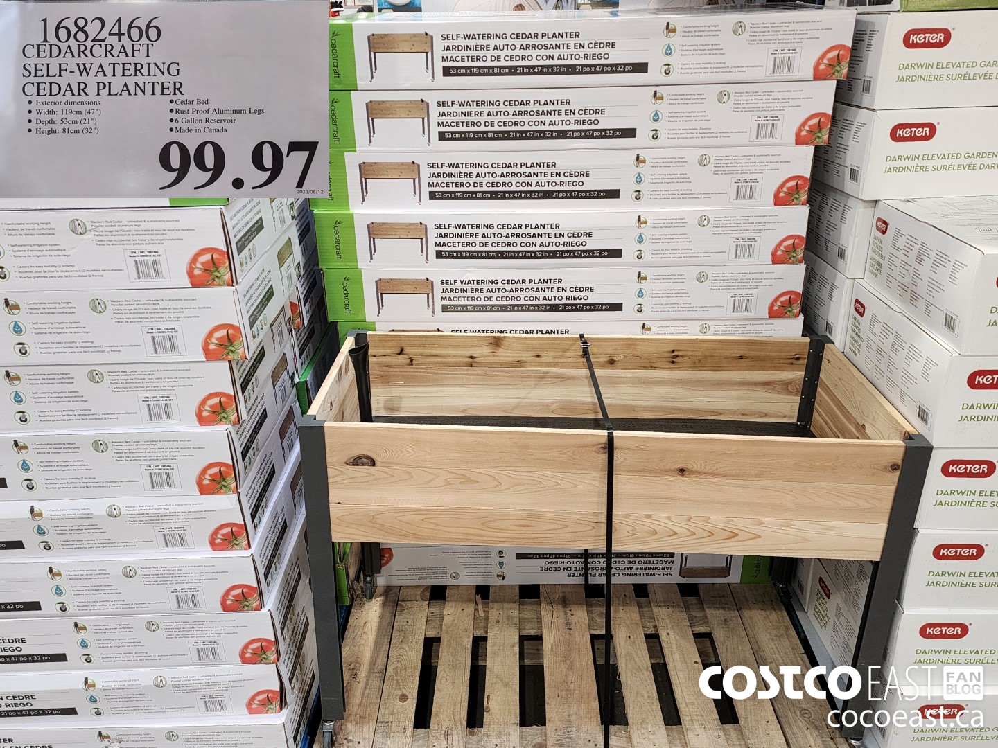 1682466 SELF-WATERING ELEVATED CEDAR PLANTER $99.97