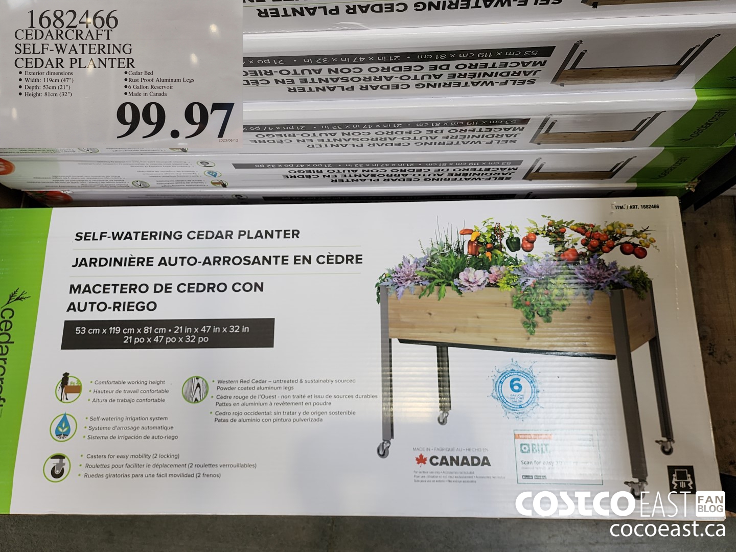 1682466 SELF-WATERING ELEVATED CEDAR PLANTER $99.97