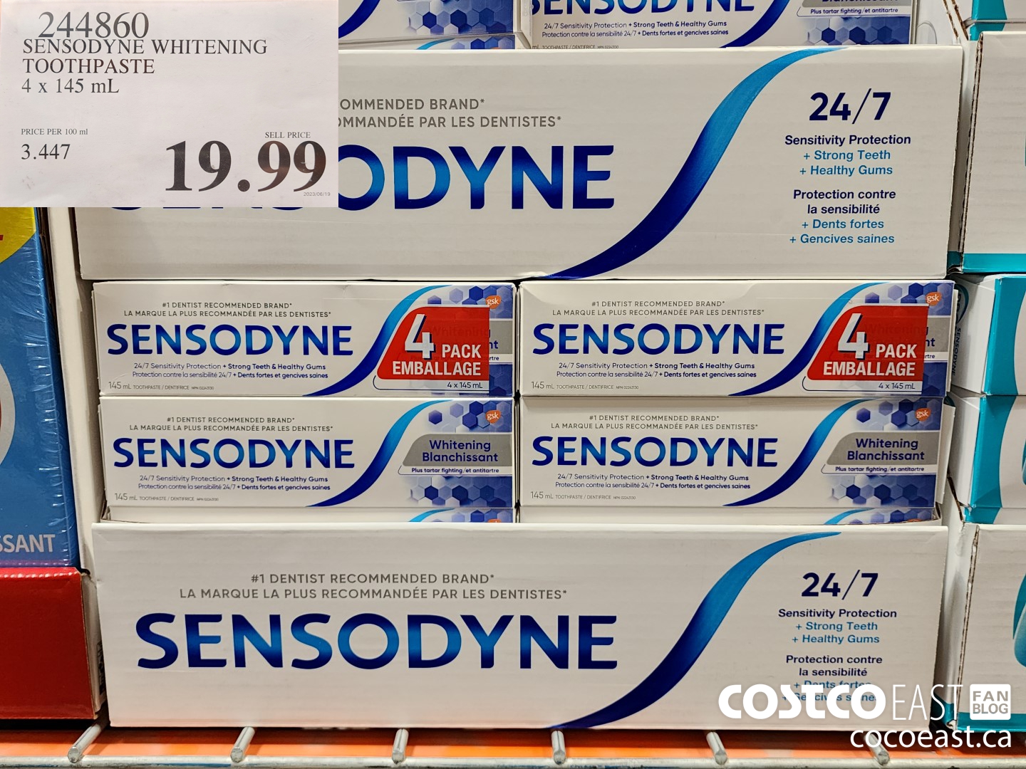 244860 SENSODYNE WHITENING TOOTHPASTE 4 X 145 ML $19.99