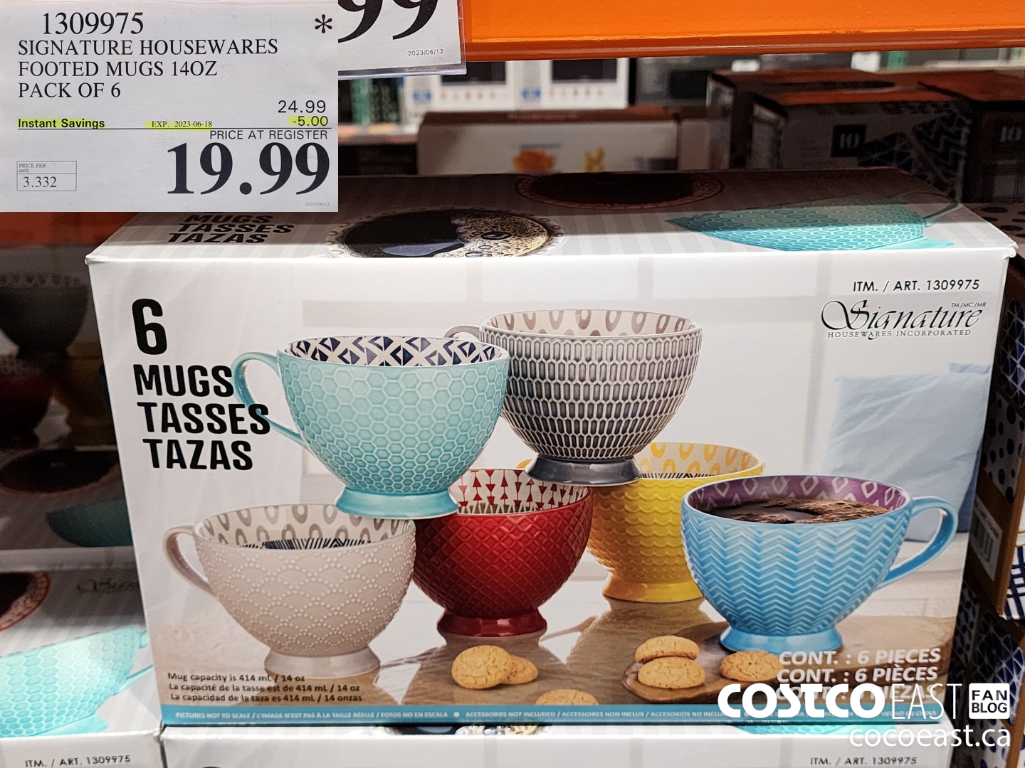 1309975 SIGNATURE HOUSEWARES FOOTED MUGS 140Z PACK OF 6 ($5.00 INSTANT SAVINGS EXPIRES ON 2023-06-18) $19.99