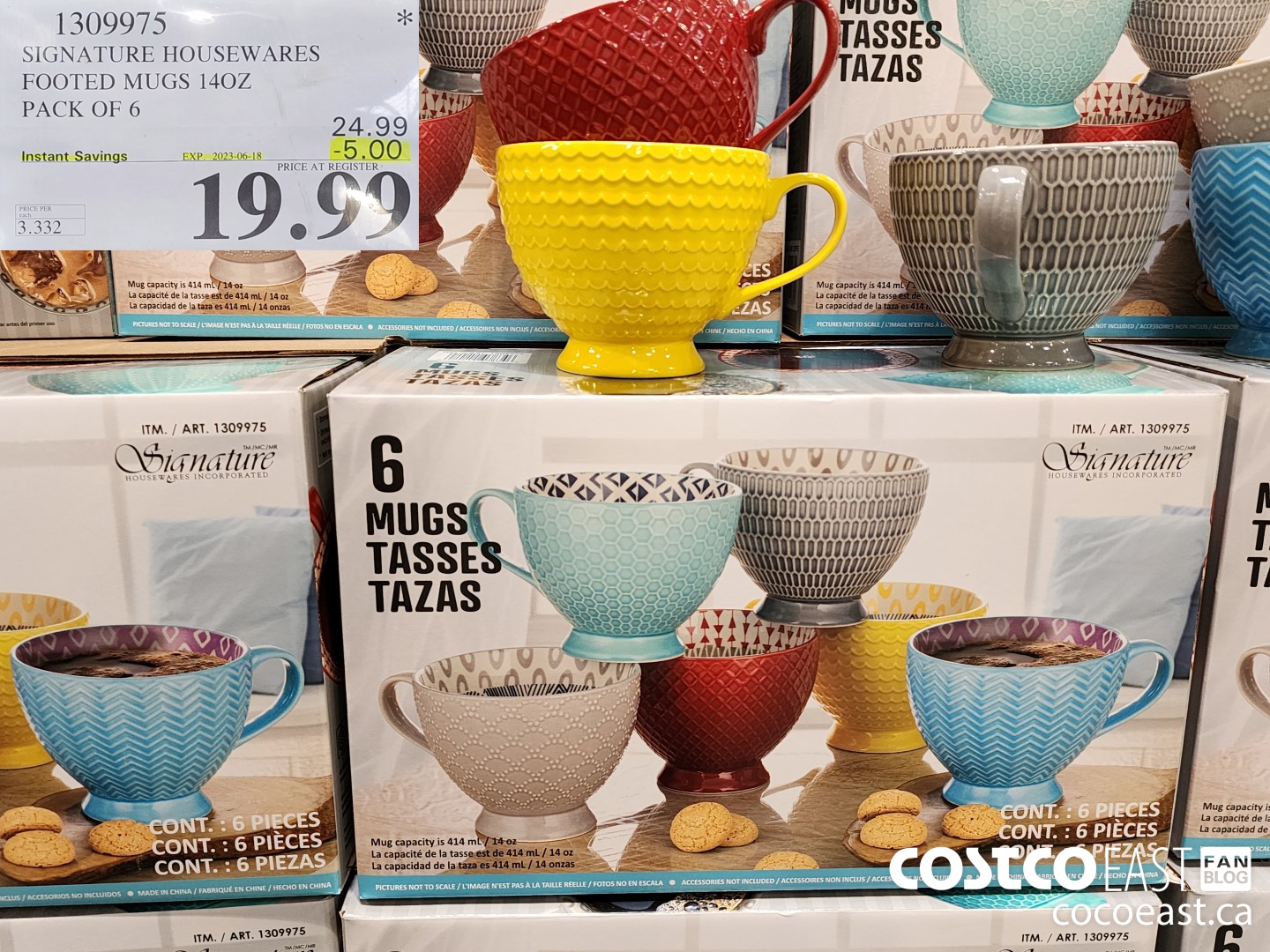 1309975 SIGNATURE HOUSEWARES FOOTED MUGS 140Z PACK OF 6 ($5.00 INSTANT SAVINGS EXPIRES ON 2023-06-18) $19.99