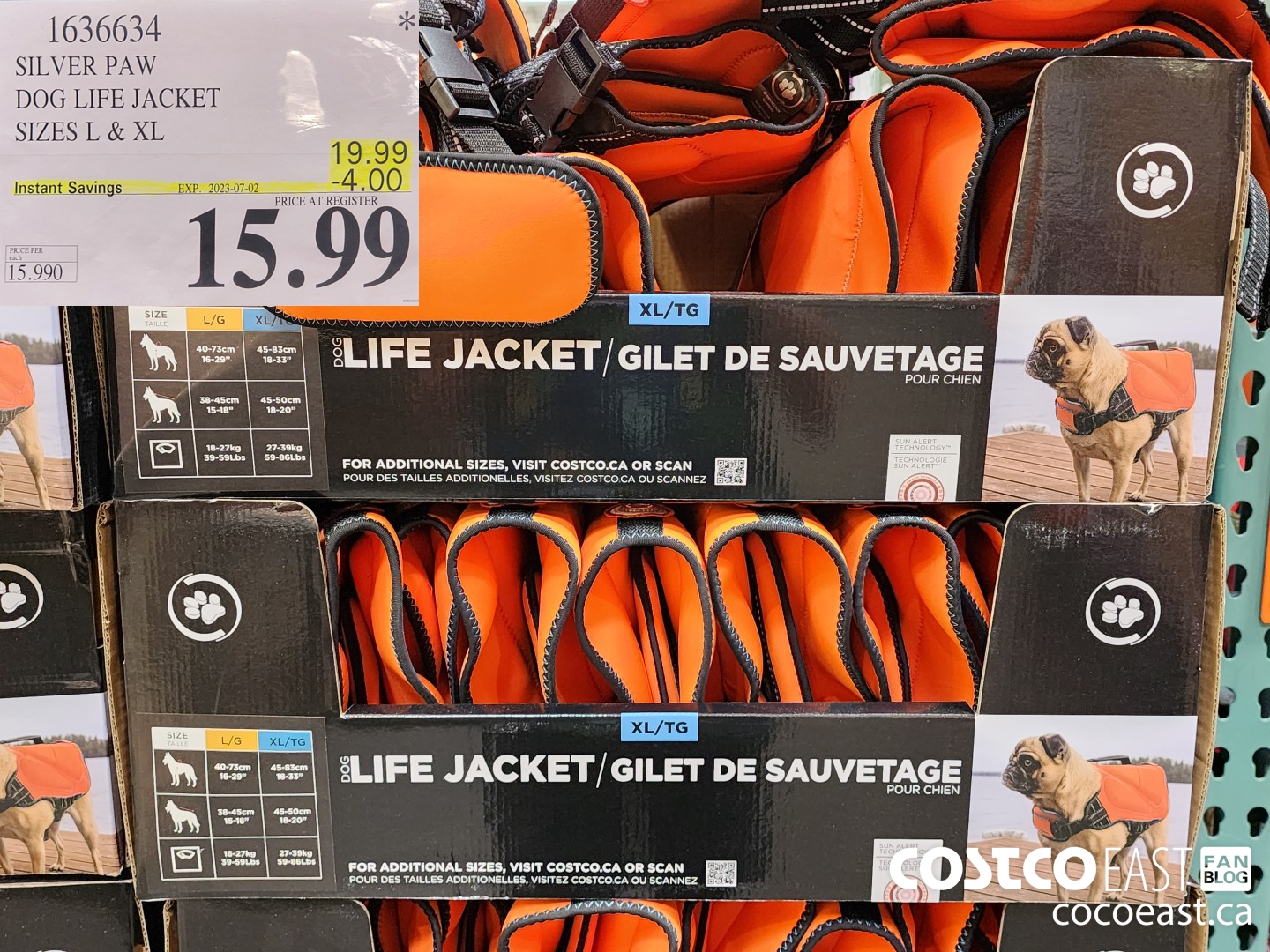 1636634 SILVER PAW DOG LIFE JACKET SIZES L & XL ($4.00 INSTANT SAVINGS EXPIRES ON 2023-07-02) $15.99