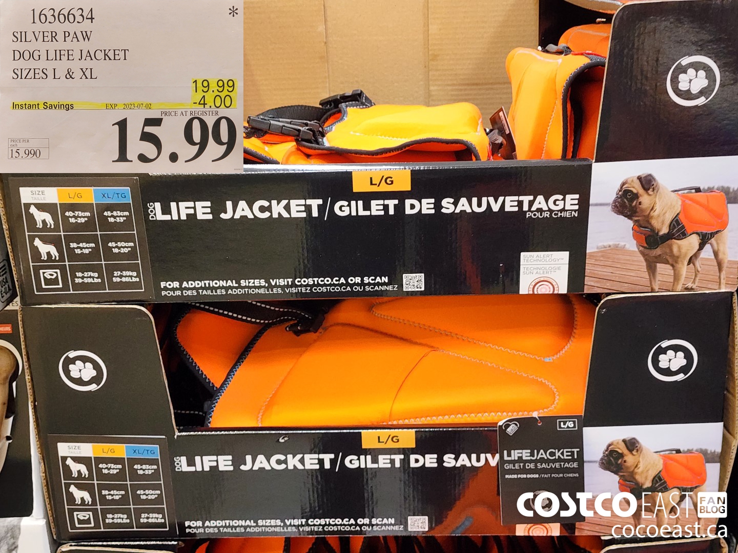 1636634 SILVER PAW DOG LIFE JACKET SIZES L & XL ($4.00 INSTANT SAVINGS EXPIRES ON 2023-07-02) $15.99
