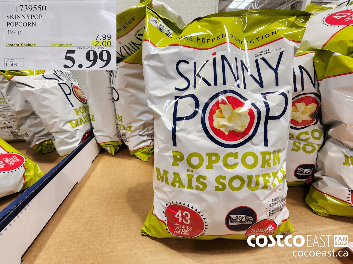 1739550 SKINNY POP POPCORN 397 G ($2.00 INSTANT SAVINGS EXPIRES ON 2023-06-25) $5.99